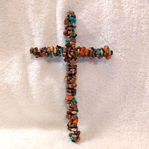 Handmade multicolor beaded jeweled wall cross